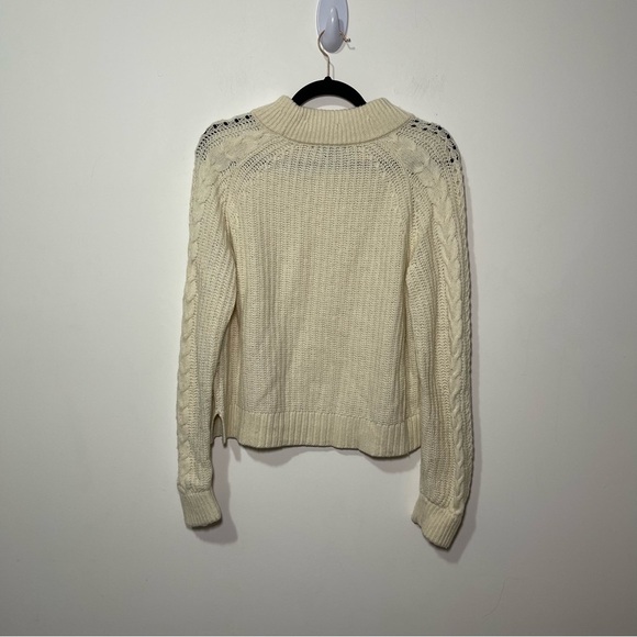 J Crew women's Cream crewneck long sleeve popcorn cable knit academia Sweater S - Picture 7 of 7